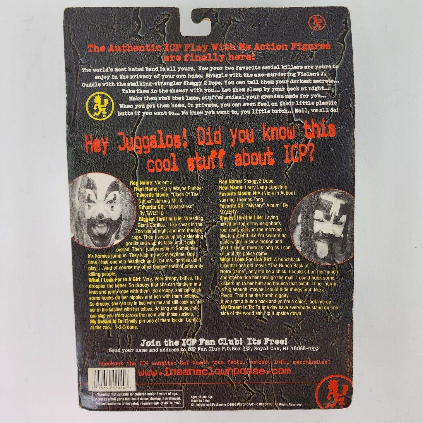 1999 Insane Clown Posse Play With Me Action Figures: Shaggy 2 Dope & Violent J