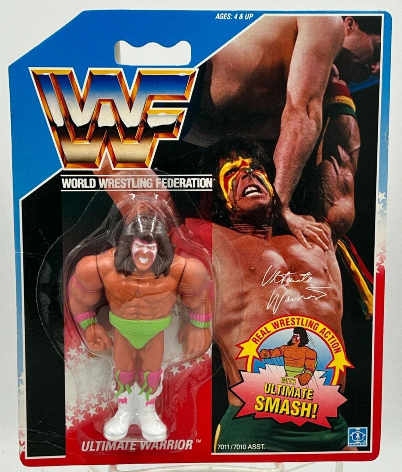 1990 WWF Hasbro Series 1 Ultimate Warrior with Ultimate Smash