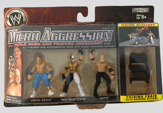 2010 WWE Jakks Pacific Micro Aggression Series 17 John Cena, Rey Mysterio & Kane