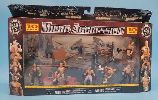 2008 WWE Jakks Pacific Micro Aggression Multipack: Batista, Jeff Hardy, Shawn Michaels, Mr. Kennedy, John Cena, Rey Mysterio, Undertaker, Carlito, Triple H & Kane