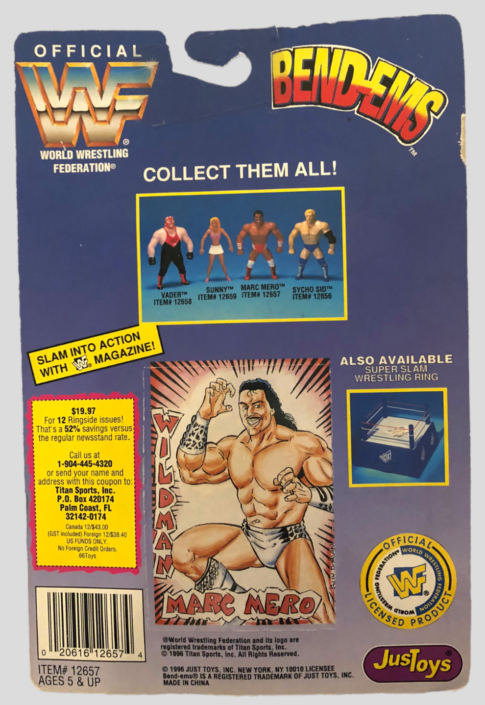 1996 WWF Just Toys Bend-Ems Series 4 Wildman Marc Mero – Wrestling ...