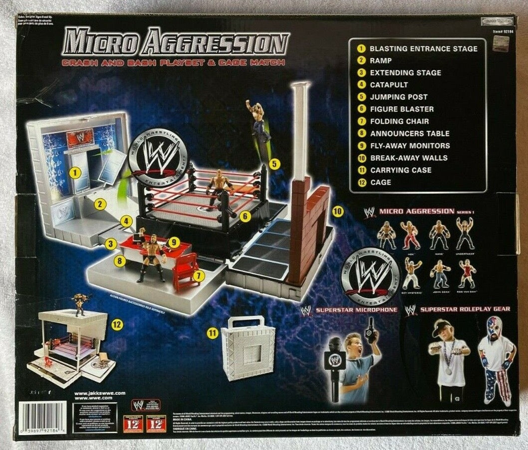 2008 WWE Jakks Pacific Micro Aggression Crash and Bash Playset & Cage Match [With Jeff Hardy, Triple H, Kane & Rey Mysterio]