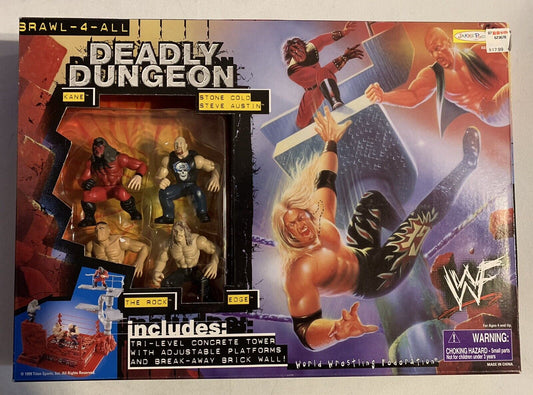 1999 WWF Jakks Pacific Brawl-4-All Deadly Dungeon: Kane, Stone Cold Steve Austin [With Logo], The Rock & Edge