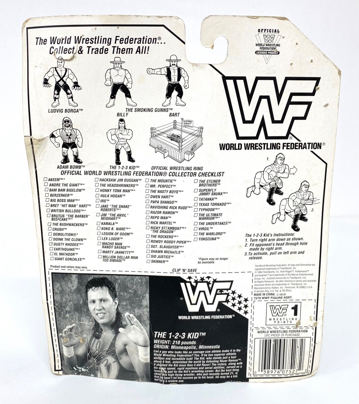 1994 WWF Hasbro Series 11 1-2-3 Kid with 1-2-3 Punch!