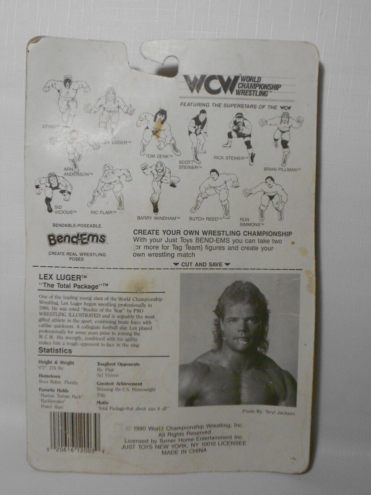 1990 WCW Just Toys Bend-Ems Lex Luger [Small Card]