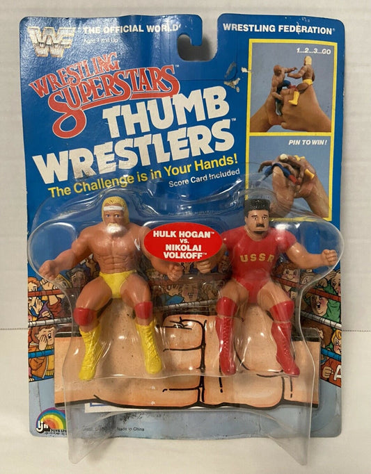 1985 WWF LJN Wrestling Superstars Thumb Wrestlers Hulk Hogan vs. Nikolai Volkoff