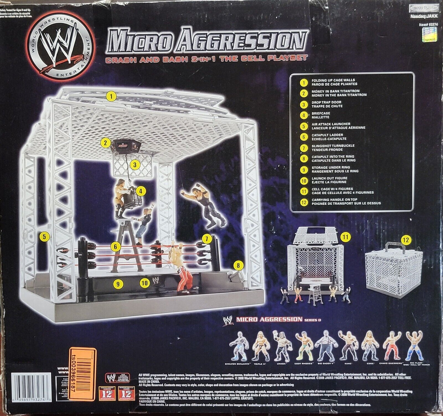 2008 WWE Jakks Pacific Micro Aggression Crash and Bash 2-In-1 The Cell Playset