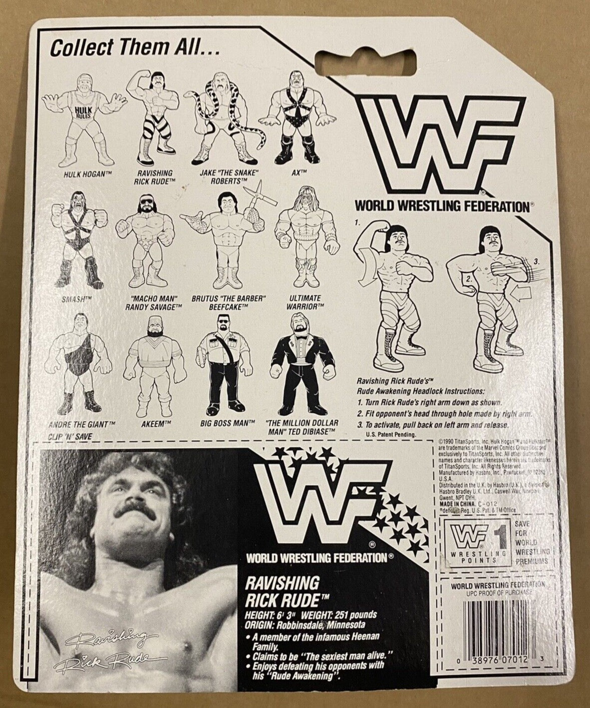 1990 WWF Hasbro Series 1 Ravishing Ravishing Rick Rude with Rude Awake ...