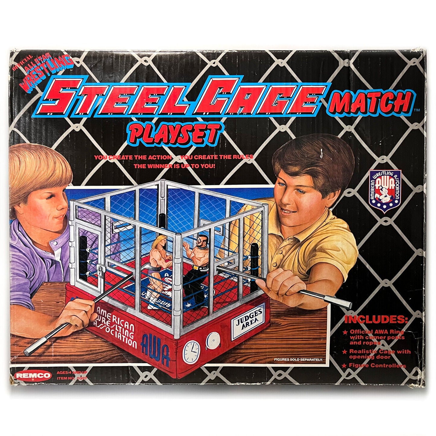 1986 AWA Remco Official All Star Wrestling Steel Cage Match Playset