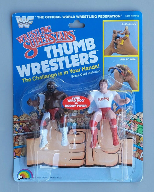 1985 WWF LJN Wrestling Superstars Thumb Wrestlers Junk Yard Dog vs. Rowdy Roddy Piper