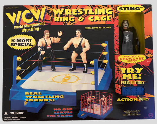 1998 WCW OSFTM 6.5" Articulated K-Mart Exclusive Wrestling Ring & Cage [With Sting]