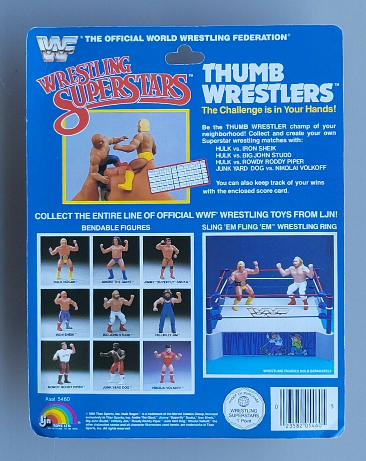 1986 WWF LJN Wrestling Superstars Thumb Wrestlers Junk Yard Dog vs. Rowdy Roddy Piper