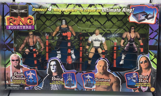 1999 WCW Toy Biz Ring Fighters Scott Steiner, Sting, Goldberg & Bret Hart