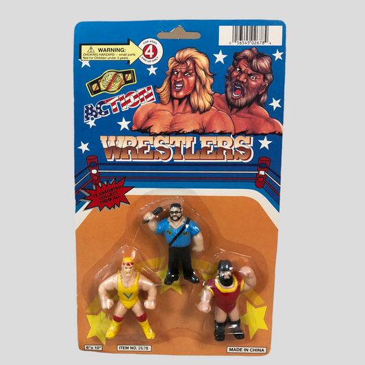 Action Wrestlers Mini Bootleg/Knockoff 3-Pack: King Joe, Baddy Policeman & Wild Red