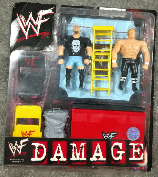 1999 WWF Just Toys Bend-Ems Damage Stone Cold Steve Austin & Hunter Hearst Helmsley