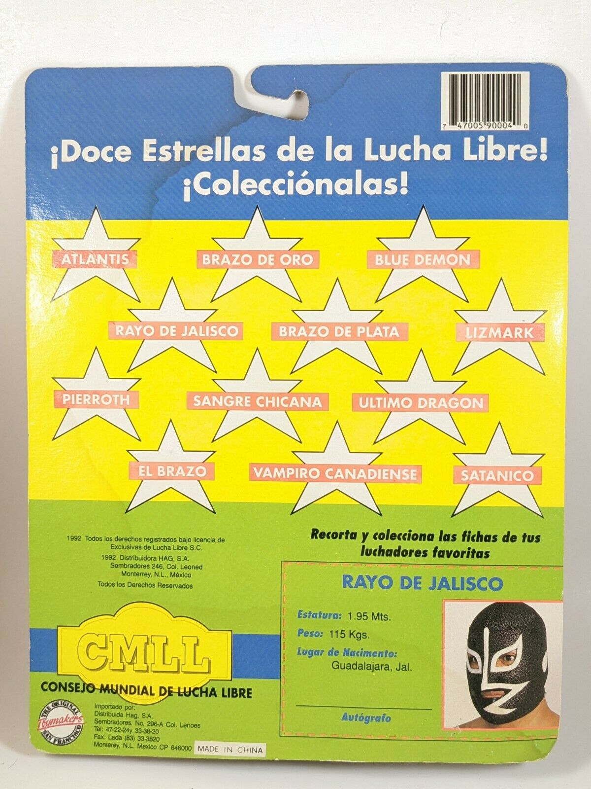1992年CMLL ルチャドーレス ラヨ・デ・ハリスコフィギュア 1992 CMLL OSFTM Luchadores Rayo de Jalisco – Wrestling Figure Database