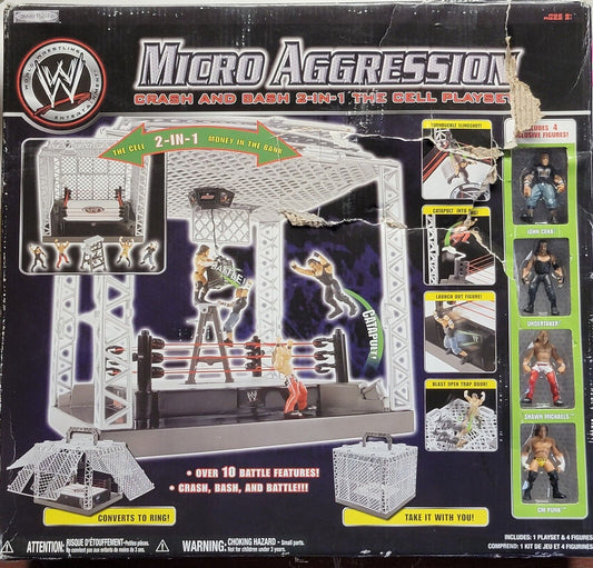 2008 WWE Jakks Pacific Micro Aggression Crash and Bash 2-In-1 The Cell Playset