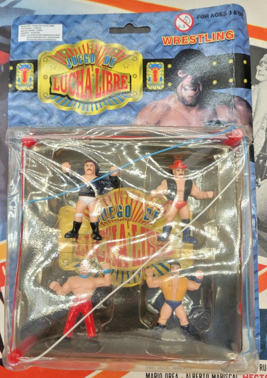 Hunson Juego de Lucha Libre Bootleg/Knockoff Mini Figures 4-Pack with Ring