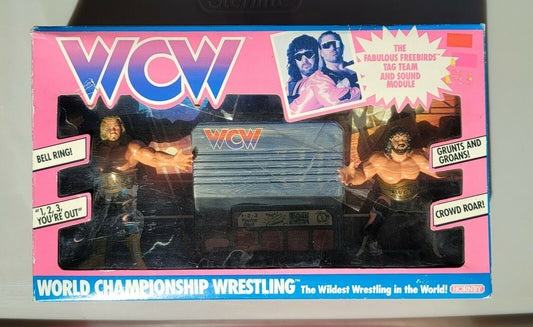 1991 WCW Galoob Series 2 UK Exclusive The Fabulous Freebirds: Jimmy Garvin & Michael Hayes [With Sound Board]