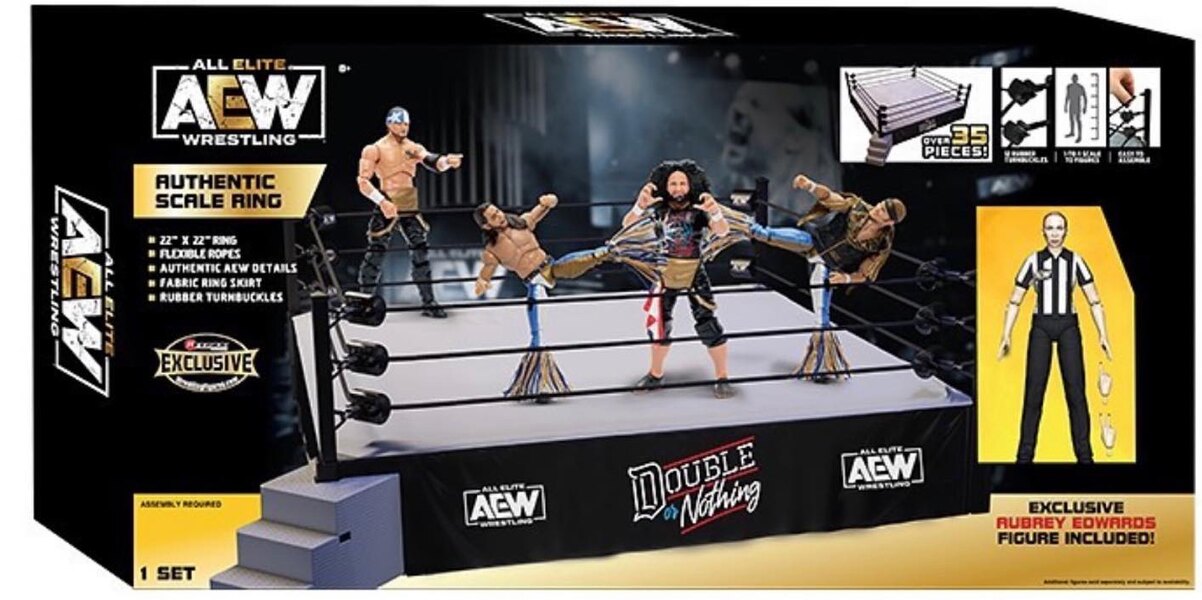 2021 AEW Jazwares Unrivaled Collection Ringside Exclusive Authentic Scale Ring with Exclusive Aubrey Edwards Figure Included!