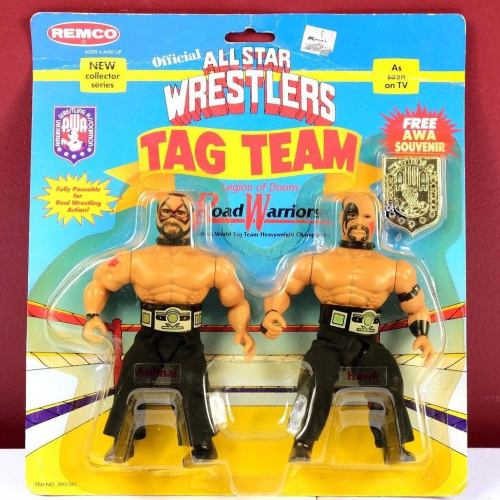 1984 AWA Remco All Star Wrestlers Series 1 Road Warriors: Animal & Hawk [With Tag Titles]