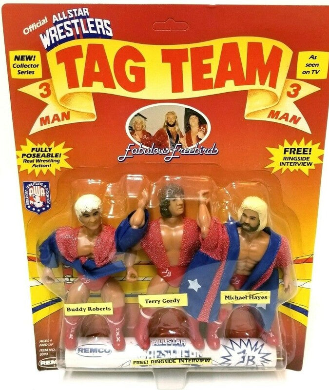1985 AWA Remco All Star Wrestlers Series 3 Fabulous Freebirds: Buddy Roberts, Terry Gordy [With Flabby Body] & Michael Hayes