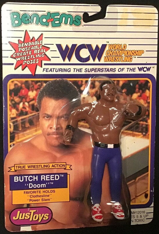 1990 WCW Just Toys Bend-Ems Butch Reed [Large Card]