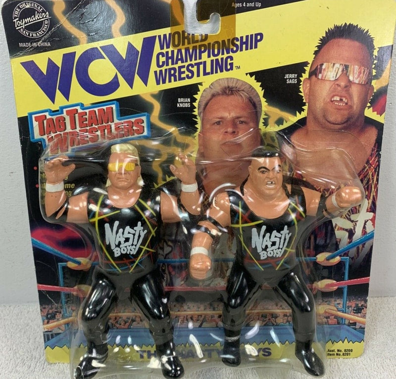 1995 WCW OSFTM Collectible Wrestlers [LJN Style] Tag Team Wrestlers Series 1 The Nasty Boys: Brian Knobs & Jerry Sags [With Black Shirts]