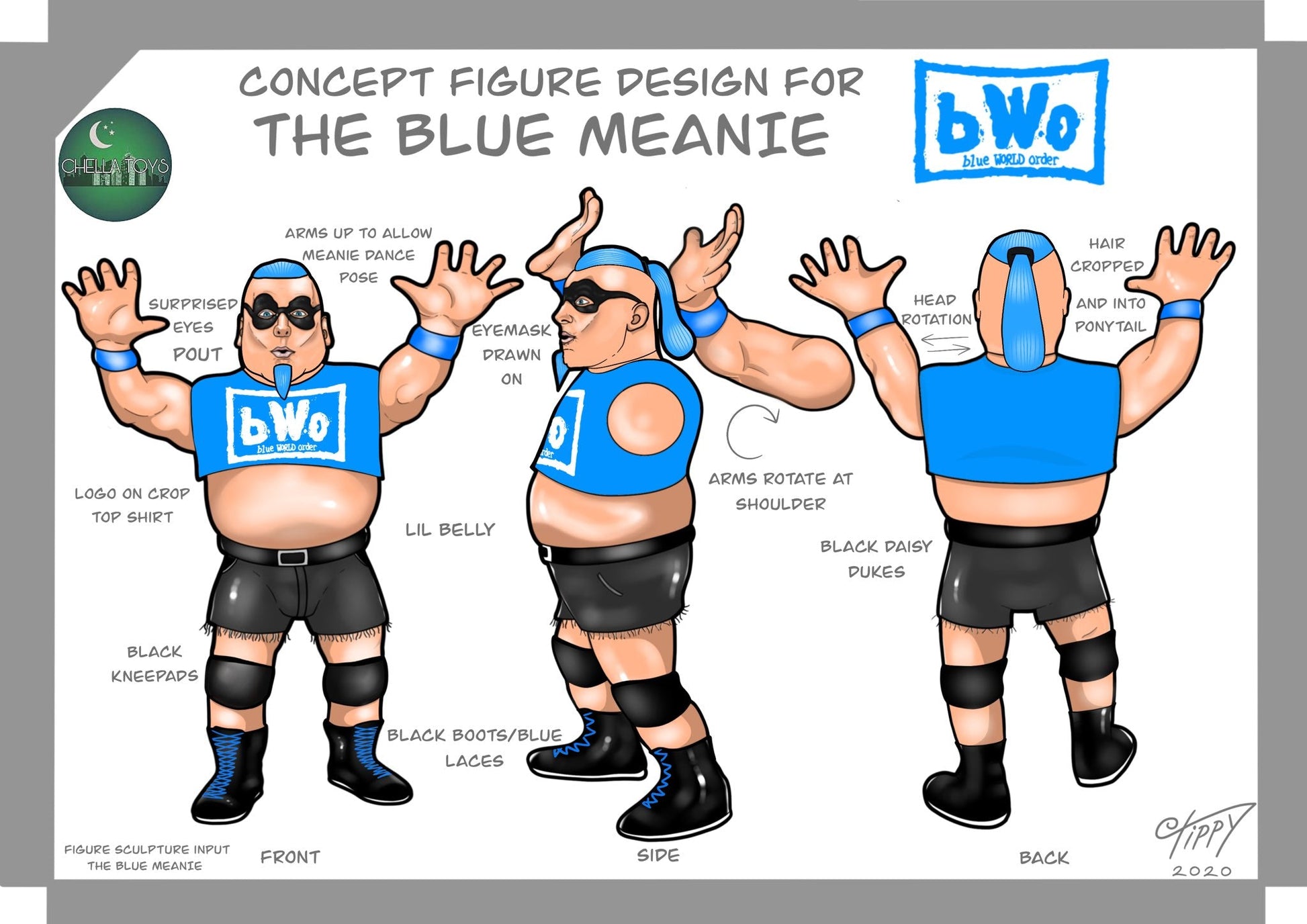 Blue Meanie - Blue World Order bWo Wrestling T-shirt