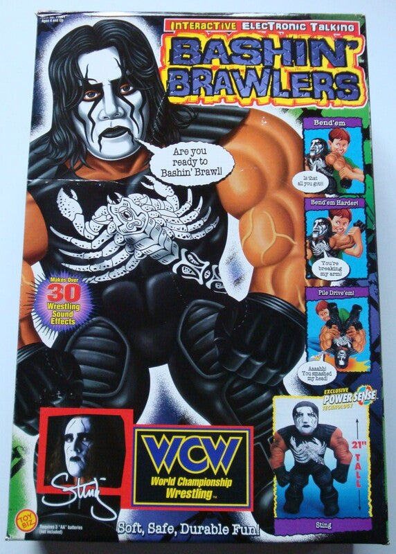 1998 WCW Toy Biz Bashin' Brawlers Series 1 Sting [Black & White]