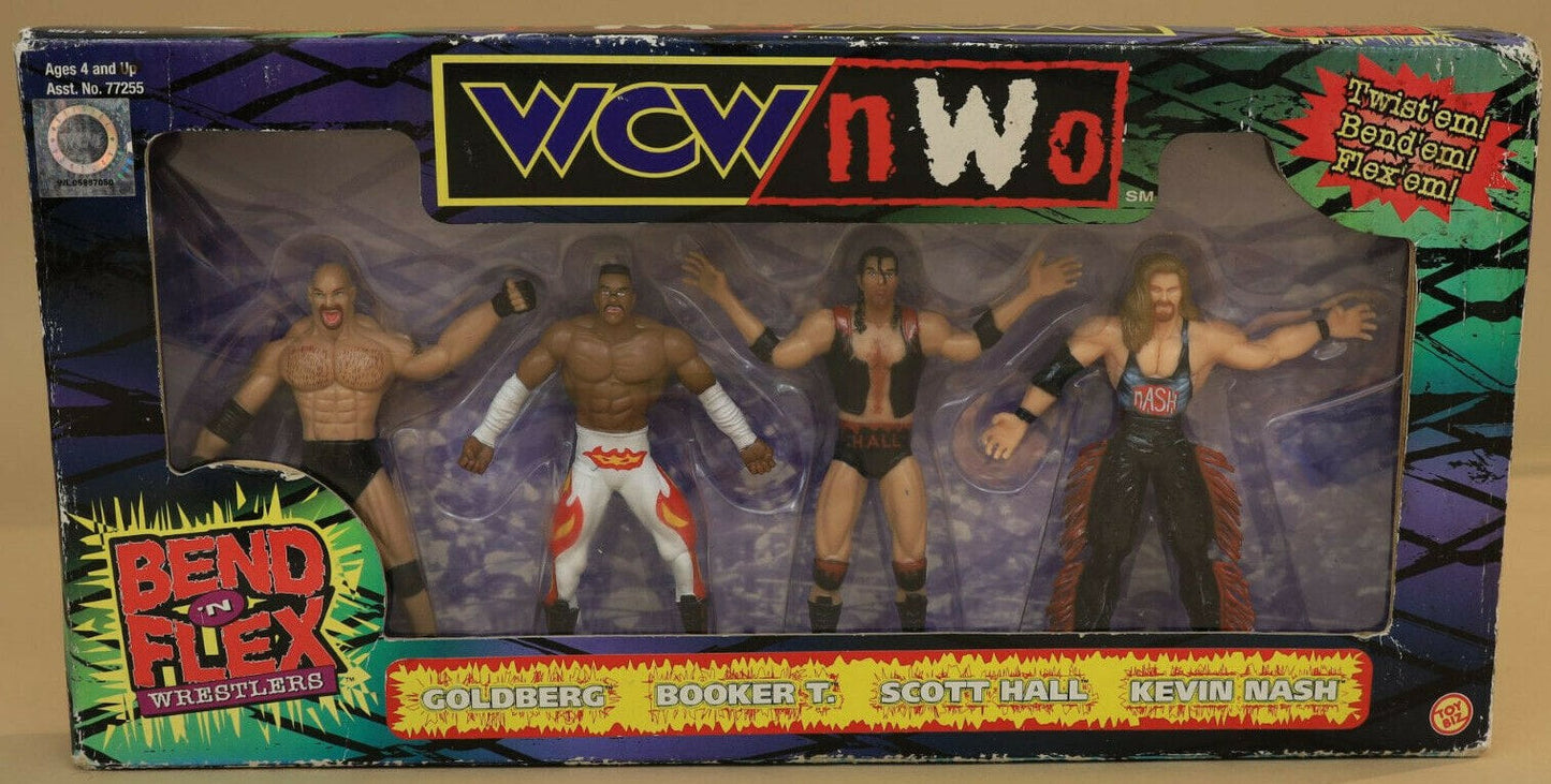 2000 WCW Toy Biz Bend 'N' Flex Goldberg, Booker T, Scott Hall & Kevin Nash