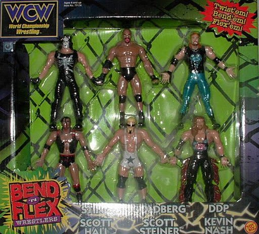 2000 WCW Toy Biz Bend 'N' Flex Sting, Goldberg, DDP, Scott Hall, Scott Steiner & Kevin Nash