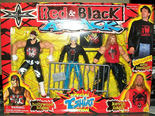 2001 WCW Toy Biz Red & Black Attack: Hollywood Hogan, Eric Bischoff [Gray Hair] & Kevin Nash