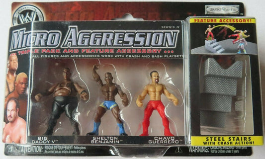 2008 WWE Jakks Pacific Micro Aggression Series 11 Big Daddy V, Shelton Benjamin & Chavo Guerrero