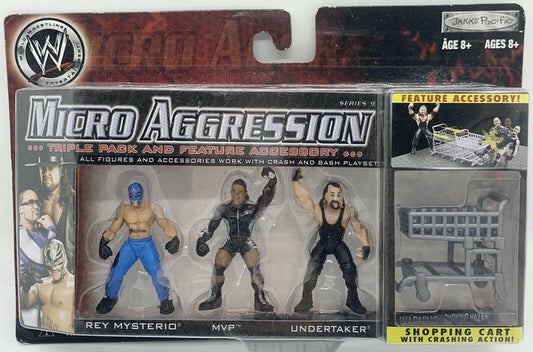 2008 WWE Jakks Pacific Micro Aggression Series 9 Rey Mysterio, MVP & Undertaker
