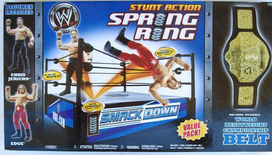 WWE Jakks Pacific Stunt Action Spring Ring [With Chris Jericho, Edge & World Heavyweight Title]