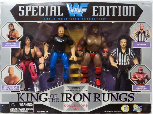 1997 WWF Jakks Pacific Special Edition King of the Iron Rungs Box Set: Bret "Hit Man" Hart, Stone Cold Steve Austin, Referee & Ahmed Johnson [Exclusive]