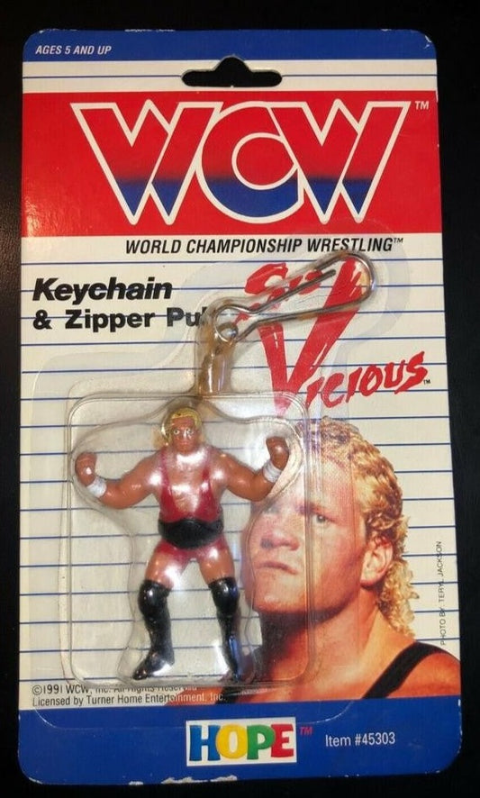 1991 WCW Hope Industries Inc. Sid Vicious Keychain & Zipper Pull