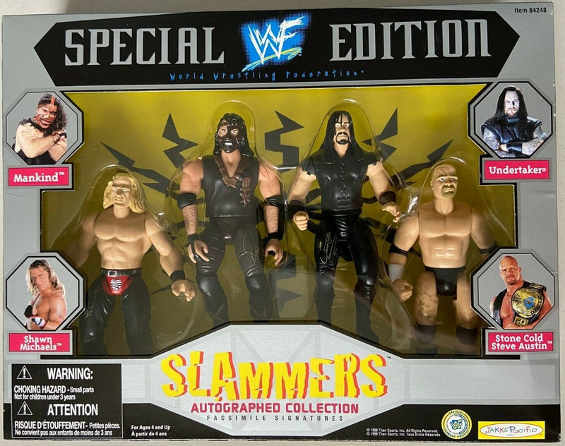 1998 WWF Jakks Pacific Slammers Autographed Collection Box Set: Mankind Shawn Michaels, Undertaker & Stone Cold Steve Austin [Exclusive]