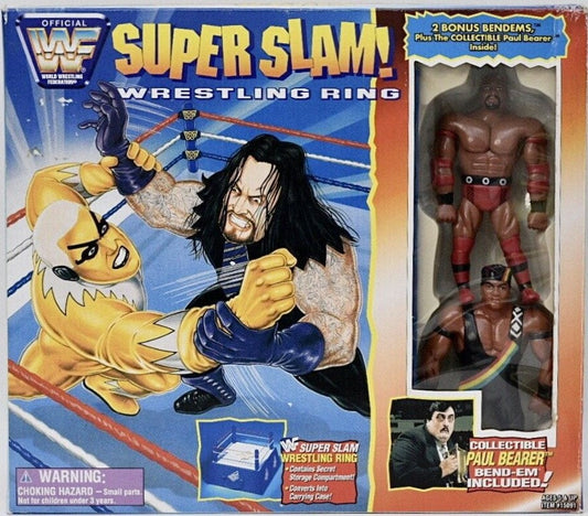1996 WWF Just Toys Bend-Ems Super Slam! Wrestling Ring [With Paul Bearer, Ahmed Johnson & Faarooq]