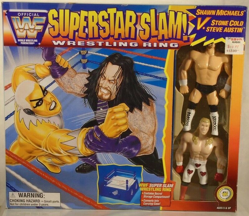 1996 WWF Just Toys Bend-Ems Superstar Slam! Wrestling Ring [With Shawn Michaels & Stone Cold Steve Austin]