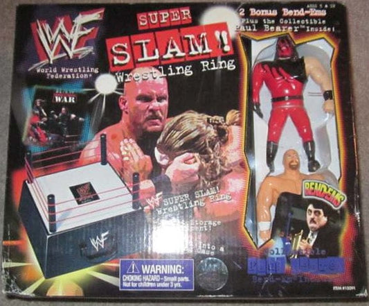 1999 WWF Just Toys Bend-Ems Super Slam! Wrestling Ring [With Paul Bearer, Kane & Stone Cold Steve Austin]