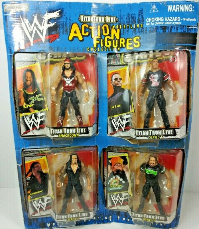 2000 WWF Jakks Pacific Titantron Live Wholesaler Exclusive Box Set: X-Pac, The Rock, Undertaker & Road Dogg