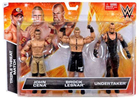 2014 WWE Mattel Basic Triple Threat Match Series 4 John Cena vs. Brock Lesnar vs. Undertaker [Exclusive]