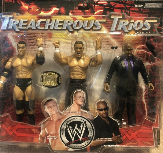 2008 WWE Jakks Pacific Treacherous Trios Series 7 Randy Orton, John Cena & Jonathan Coachman