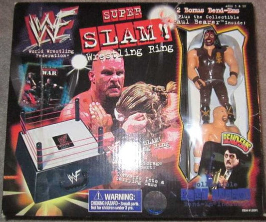 1999 WWF Just Toys Bend-Ems Super Slam! Wrestling Ring [With Paul Bearer, Mankind & Stone Cold Steve Austin]