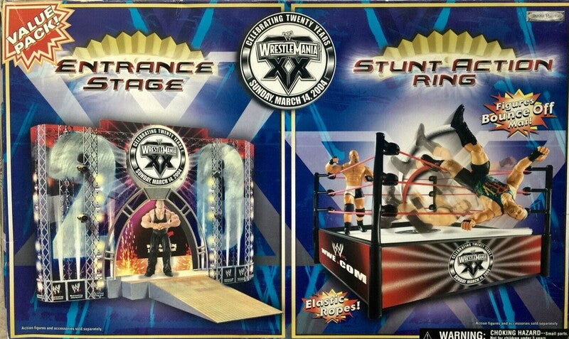 WWE Jakks Pacific WrestleMania XX Entrance Stage & Stunt Acton Ring Value Pack