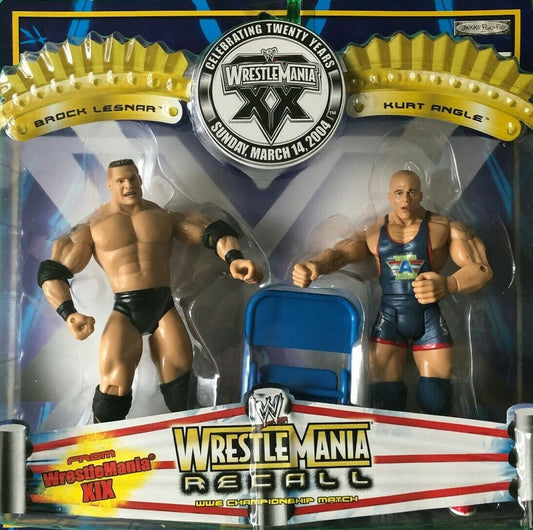 2004 WWF Jakks Pacific Ruthless Aggression WrestleMania XX Recall 2-Pack: Brock Lesnar & Kurt Angle