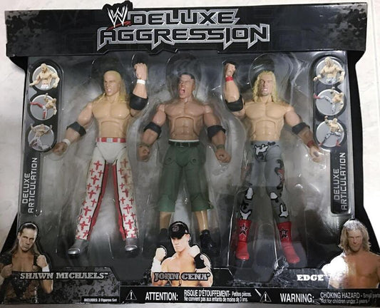 2008 WWE Jakks Pacific Deluxe Aggression Multipacks Series 4 Shawn Michaels, John Cena & Edge [Exclusive]