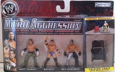 2008 WWE Jakks Pacific Micro Aggression Series 7 Matt Hardy, Batista & Rey Mysterio